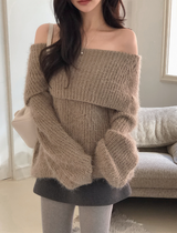 Fine Boucle Off Shoulder Loose Knit (5color)