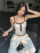 Center ribbon slit sleeveless top