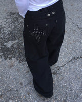 Back stud wide pants
