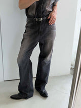Cool ever oil washing slit flare pants(2color)