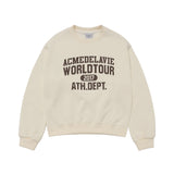 24FW オールドスクールクラックプリンティングクロップナッピングズリースウェットシャツアイボリー