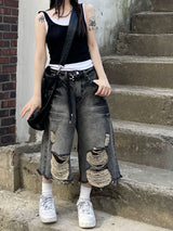 Spark Destroyed Denim Bermuda Pants