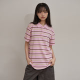 Stripe Logo Pique Half T-shirt