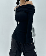 (SOFT-FIT/FALL EFFORTLESS CHIC) SOFT LONG SLIM BODY-SHAPING OFF-SHOULDER KNIT