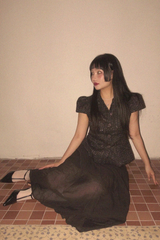 TWINKLE TWEED PUFF JACKET BLOUSE IN BLACK