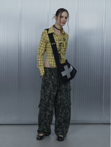 CHECK RACE-UP SHIRT / YELLOW