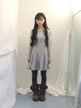 line and pleated dress