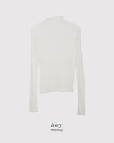 NSフリルシースルーリブタートルネックTシャツ (3color)