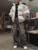 ベットウォッシングカーゴワイドデニムパンツ