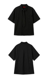 Ethnic Coloring Open Collar Shirts Black (Ver. 26ss)