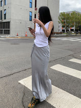 SATIN STRAP MAXI SKIRT (2COLOR)
