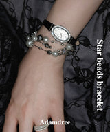 Star beads cubic chain layered bracelet