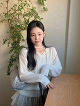 Basic V-neck Loose Knit + Tie Set (5color)