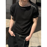 [S/S] サイドジッパーハーフニットTシャツ(3color)
