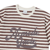 25SS ストライプロゴプリントショートスリーブTシャツ ダークブラウン