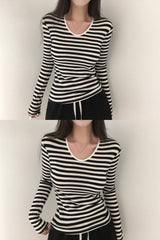 [MADE] Eden U-Neck Striped Long Sleeve T-Shirt