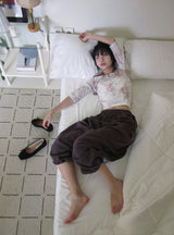 Heysha Flower Slit Punching Three Quarter T-Shirt
