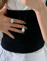 Silver925 ビッグウォータードロップネックレス (2 colors)