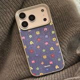 ヴィンテージ デニム フラワー iPhone ケース