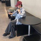Blue Pepper Oversized Fit Boxy Fit Checkered Shirt Shirt [MANDARINETREE ONLY]