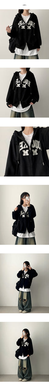 Eaton high-quality patch embroidered solid hooded zip-up