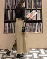 Fringe incision long skirt