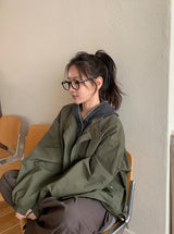 Ranbe Windbreaker Over Bomber Jacket