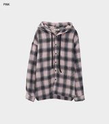 Big over hood check shirt