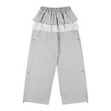 Frill Lace Button Sweatpants (Melange Gray) F25QD899
