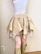 1378. Tiered low chiffon mini sk (3color)