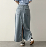  Sundy Charlang Cool Denim Long Skirt [Short & Basic Selection] Lyocell Fabric
