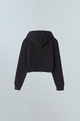 EARTHYUSE HOODIE ZIP-UP TOP - BLACK