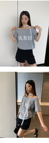 Black dot denim short pants