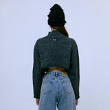 Boucle Turtleneck Cardigan (CHARCOAL)