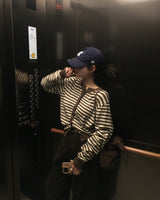 [BELLIDE MADE] ラッキー, ラウンドストライプカーディガン