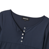 ナイロンボタンクロップTシャツ [Fabric by ITALY] - ネイビー