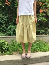 Kira Shirring Cut Nylon Midi Skirt