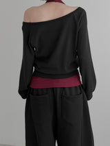 Blend Waffle Layered Halter Sweatshirt