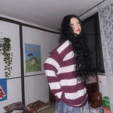 (3color) Alpaca Border Loose-Fit Long Knit