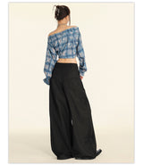 American Vintage Button Detail Clean Fit Wide Slacks
