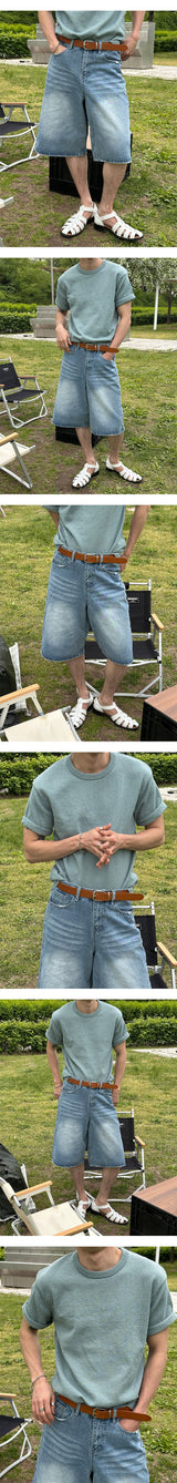 [S/S] ダメージバミューダデニムパンツ(2color)