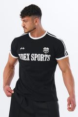 Sporty Ringer Muscle Fit Short Sleeve Black