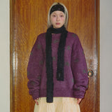 Two way Star Jacquard Knit (deep purple/charcoal)