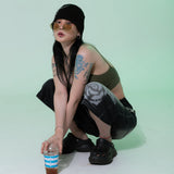 Fire Rose Bermuda Denim Pants Black