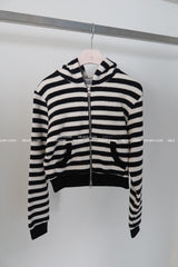 Tsuki Stripe Hooded Zip-Up Jacket