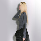 ラインポイントニットトップ [gray]