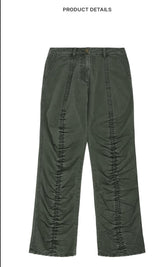 C SHIRRING DETAIL PANTS_KHAKI
