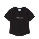 25SS カラー ロゴ ヘムライン クロップ ショートスリーブ Tシャツ ブラック