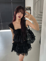 ボヘミアンレースフリルティアードスカート