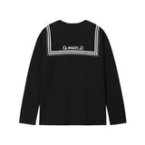 セーラープリントTシャツ- ブラック